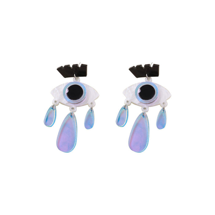 Acrylic Acrylic Laser Color Halloween Eye Earrings - wallojewerly 